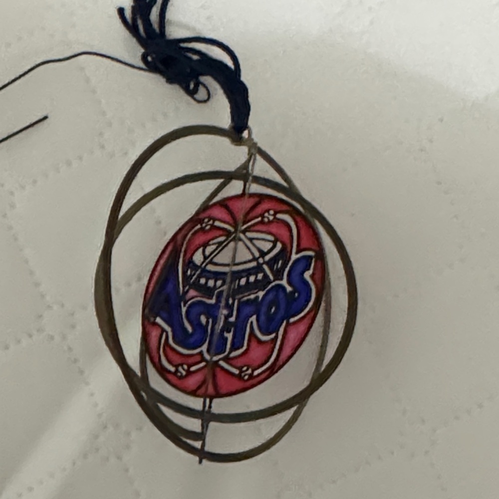 Vintage 1989 astros stained glass spinner ornament